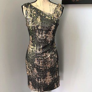 Kay Unger Black and Gold Sequin Dress